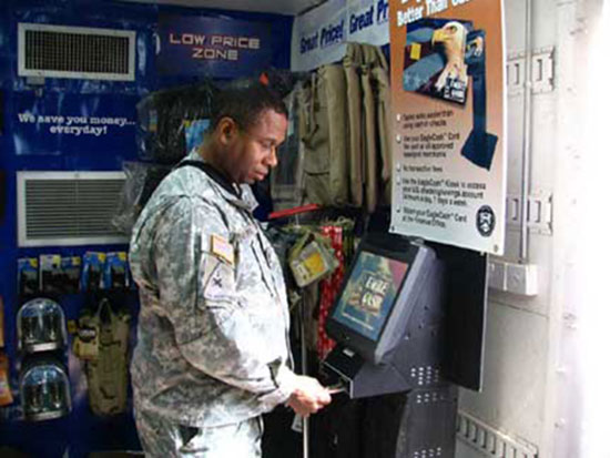 photo of Soldier using the kiosk