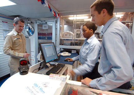 Photograph from the Navy Cash kickoff aboard the USS George Washington